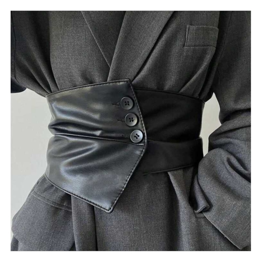 Vegan Leather Wide Corset Assymetrical Belt in Light Brown - Picture 8 of 12